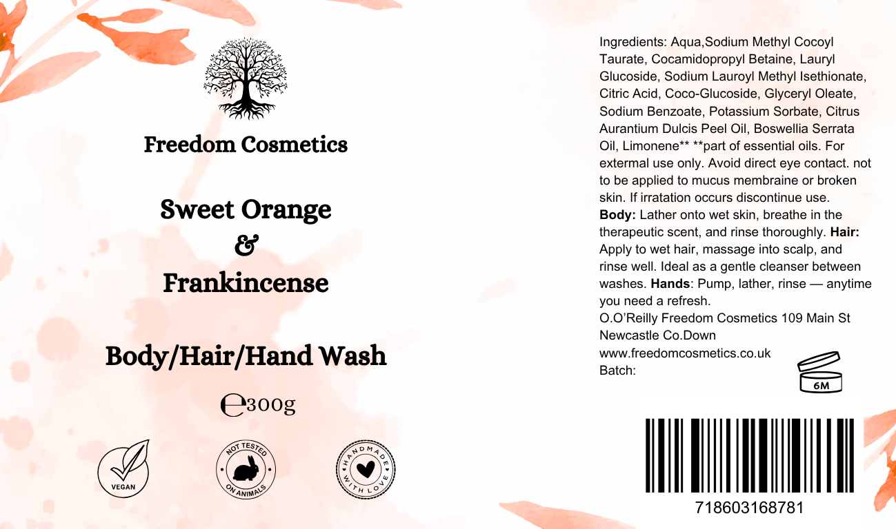 Orange & Frankincense Hand Hair Body Wash