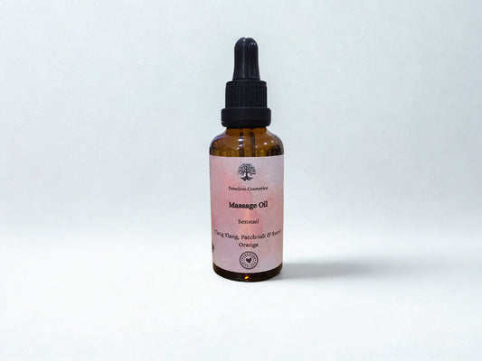 Sensual Massage Oil with Ylang Ylang, Sweet Orange & Patchouli – Mood & Relaxation Blend