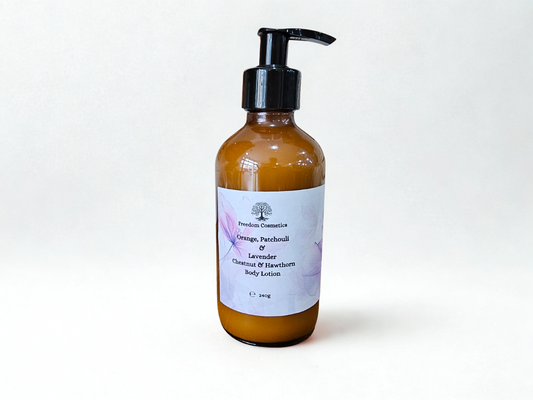 Orange, Patchouli & Lavender Hawthorne and Chectnut Lotion – Radiance & Balance
