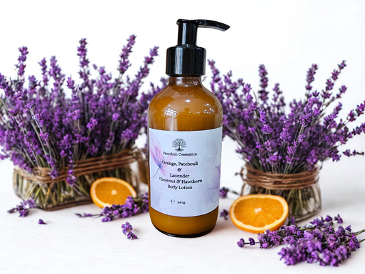 Orange, Patchouli & Lavender Hawthorne and Chectnut Lotion – Radiance & Balance