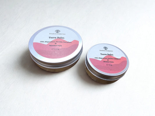 Terra balm, magnesium, camphor, nettles, natural balm