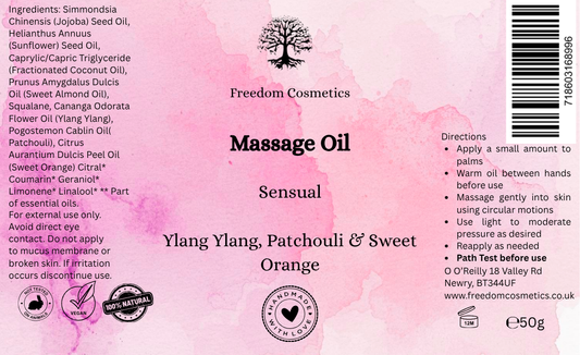 Sensual Massage Oil with Ylang Ylang, Sweet Orange & Patchouli – Mood & Relaxation Blend