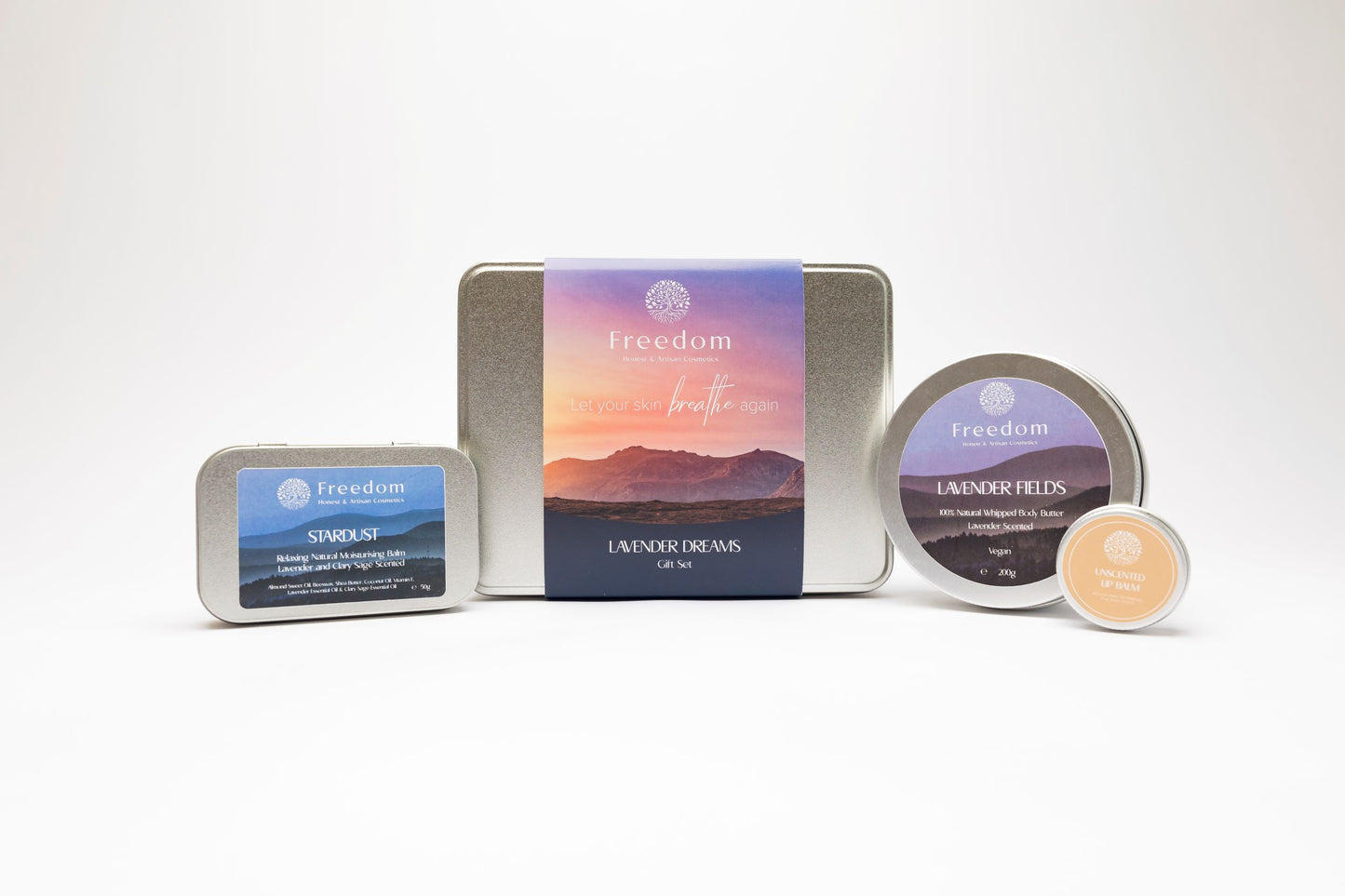 Medium Gift Set - Vegan - Natural Skin Care - body butter moisturising balm  and lip balm. – Freedom Cosmetics